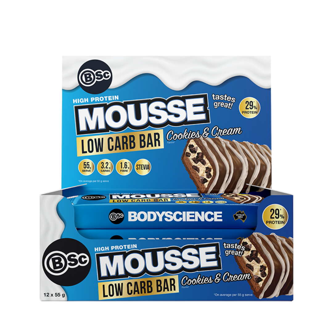 BSc High Protein Low Carb Mousse bar 55g Cookies & Cream - 12 Pack