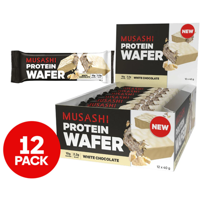 Musashi Wafer Bar - 40g - White Chocolate - 12 Pack