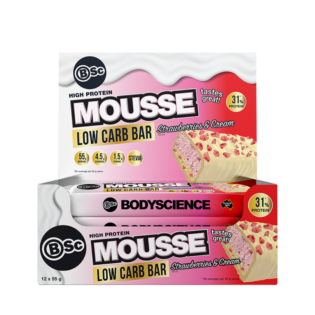 BSc High Protein Low Carb Mousse bar 55g Strawberries & Cream - 12 Pack