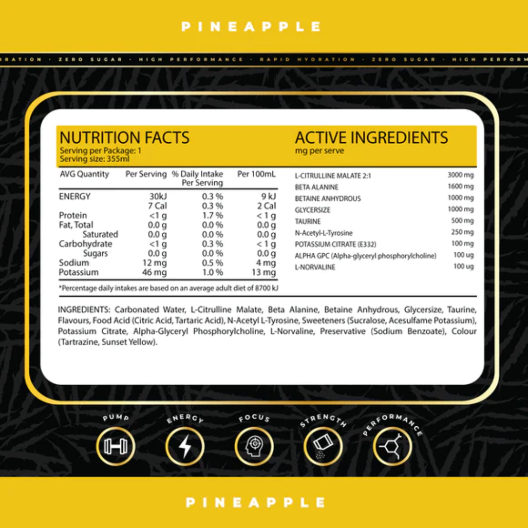 Gorilla X Labs PUMP RTD 355ml Pineapple - 12 Pack