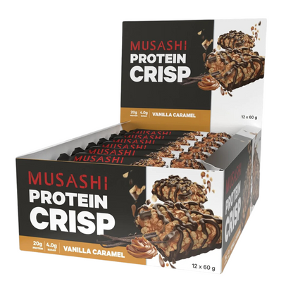 Musashi Protein Crisp Bar 60g Vanilla Caramel - 12 Pack