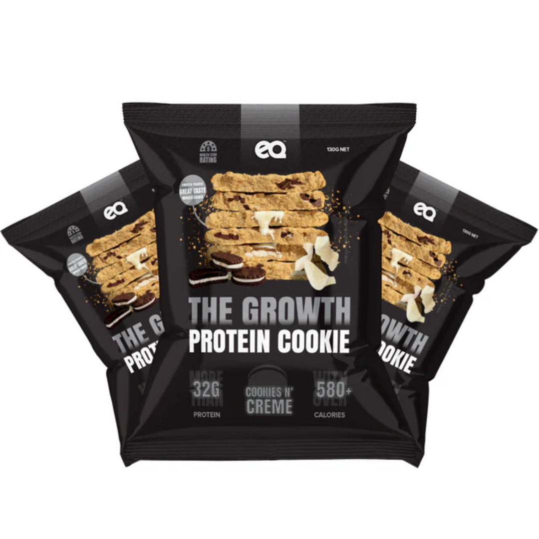 NEW EQ Growth Protein Cookie 130g Cookies N Creme - 12 Pack