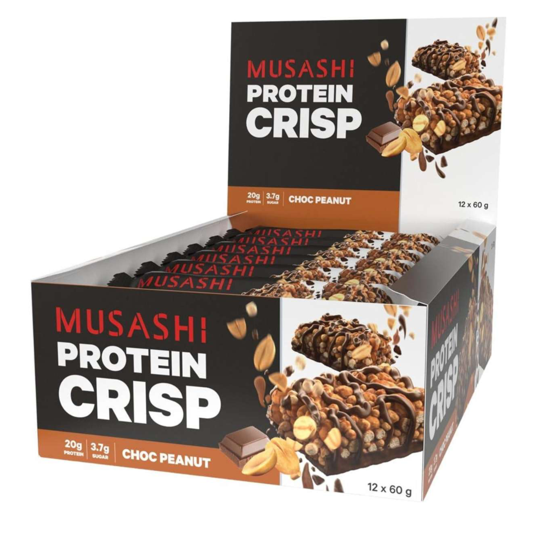 Musashi Protein Crisp Bar 60g Choc Peanut - 12 Pack