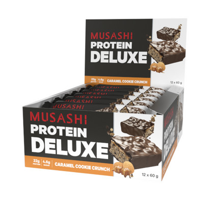 Musashi Deluxe Protein Bar - 60g - Choc Caramel Brownie - 12 Pack