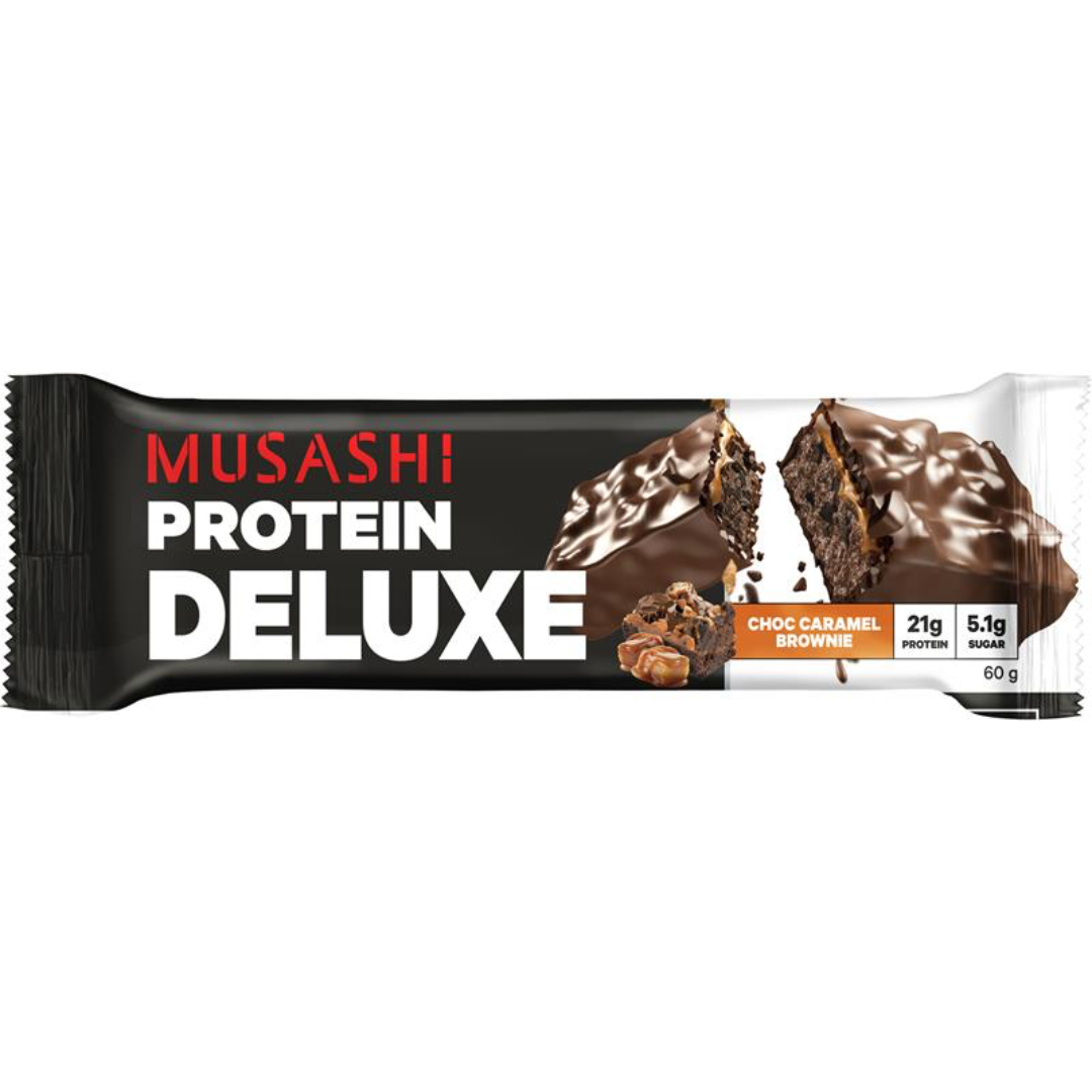 Musashi Deluxe Protein Bar - 60g - Choc Caramel Brownie - 12 Pack