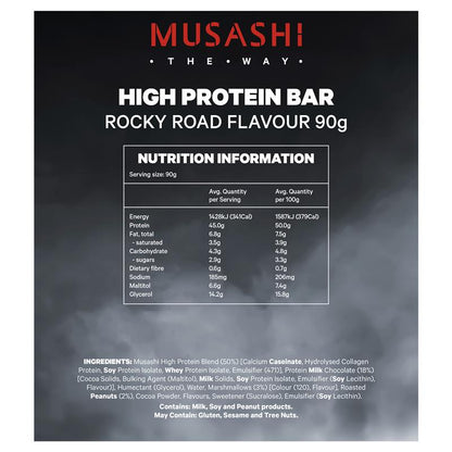 Musashi High Protein Bar - 90g - Rocky Road - 12 Pack