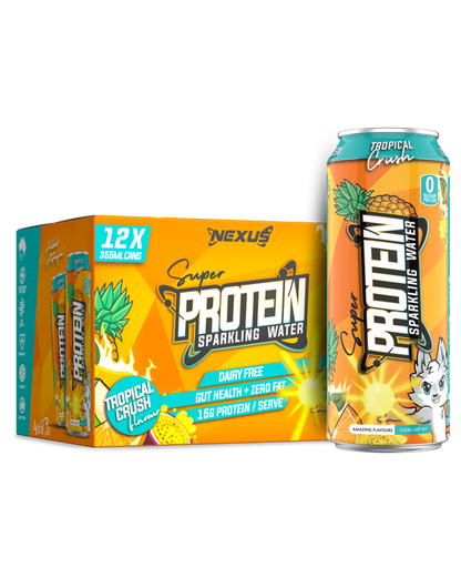 NEXUS Super Protein Sparkling Water 355ml Tropical Crush - 12 Pack