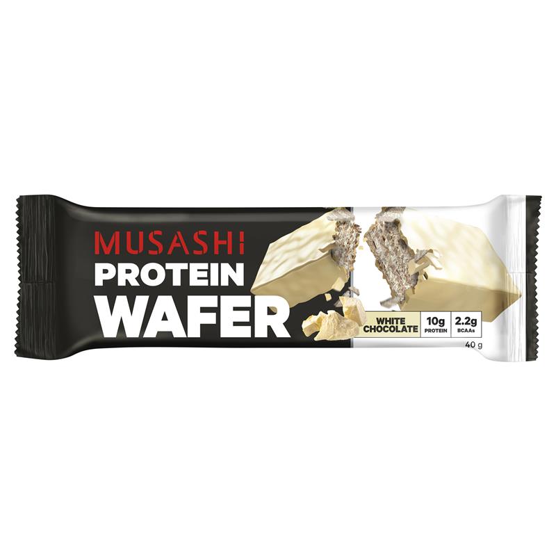 Musashi Wafer Bar - 40g - White Chocolate - 12 Pack