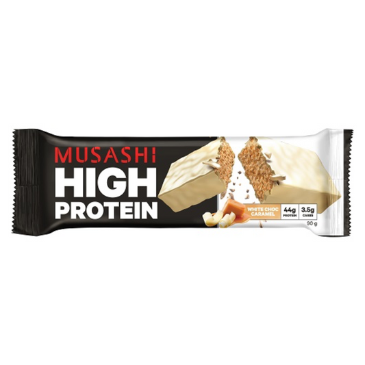 Musashi High Protein Bar - 90g - White Choc Caramel - 12 Pack