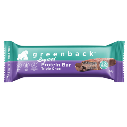 Greenback Plant Protein Layered Bar 50g Triple Choc - 12 Pack