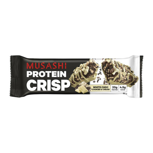 Musashi Protein Crisp Bar 60g White Choc Cookies & Cream - 12 Pack