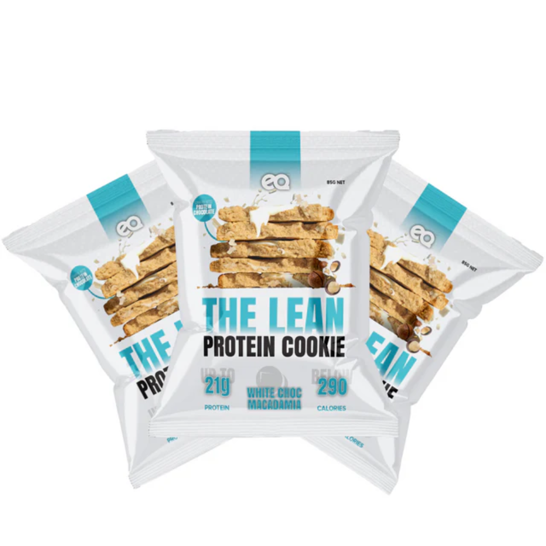 NEW EQ Lean Protein Cookie 85g White Choc Macadamia - 12 Pack