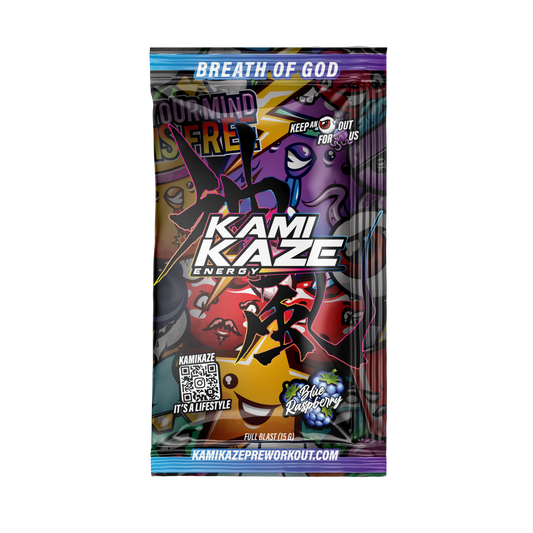 Kamikaze Pre Workout Sachet 14.5g Blue Raspberry - 10 Pack