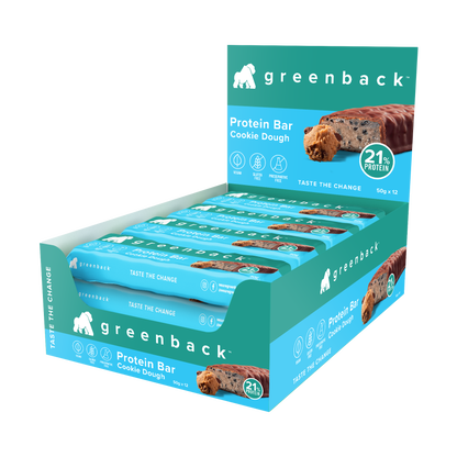 Greenback Plant Protein Bar 50g Cookie Dough - 12 Pack