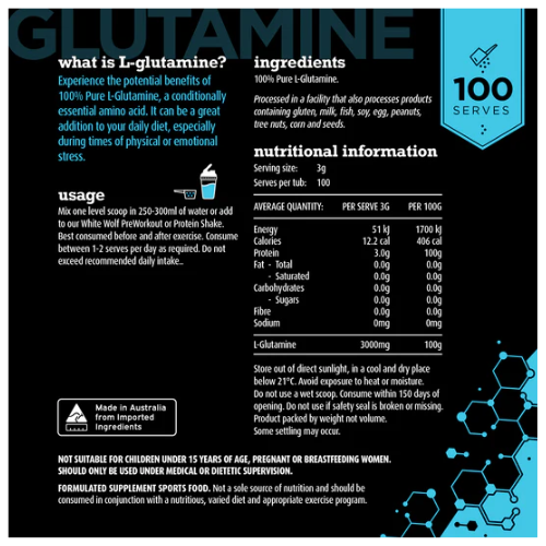 White Wolf Pure Glutamine 100 serve