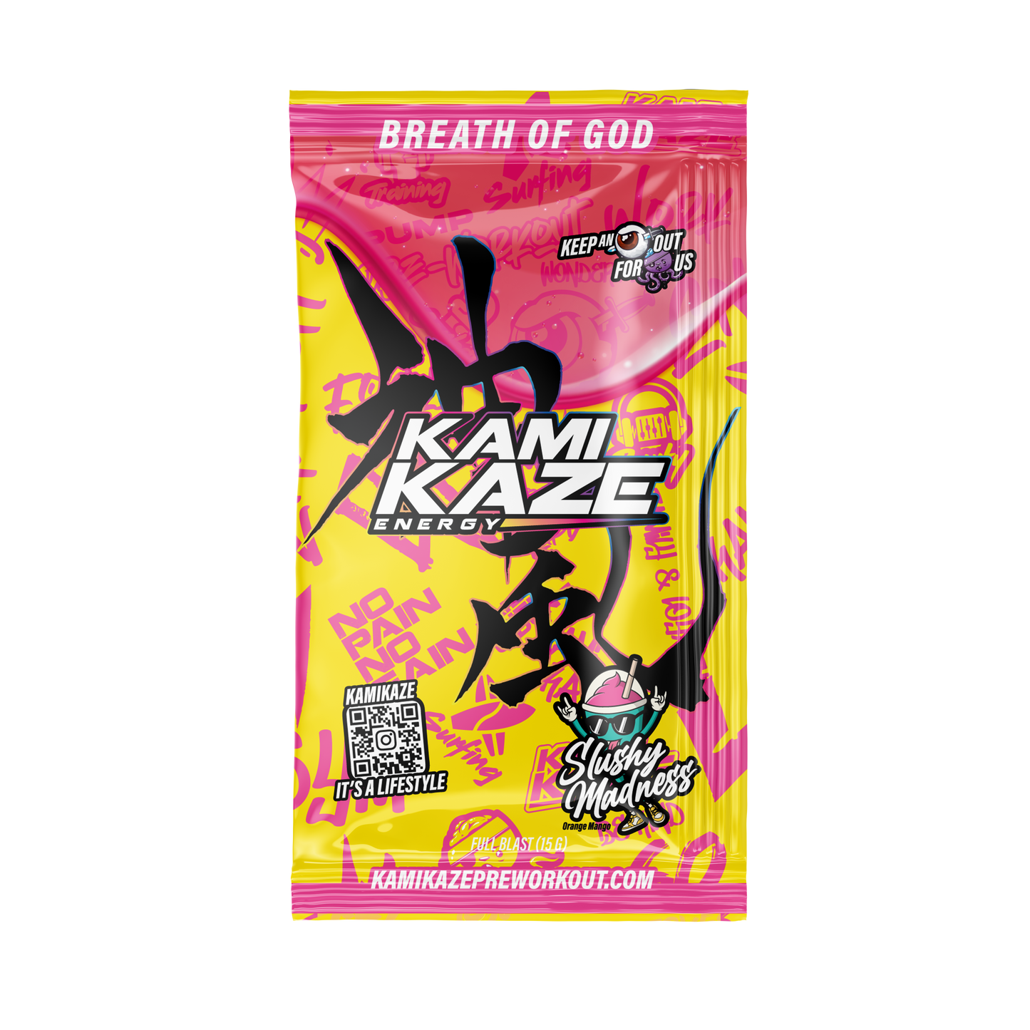 Kamikaze Pre Workout Sachet 14.5g Slushy Madness - 10 Pack