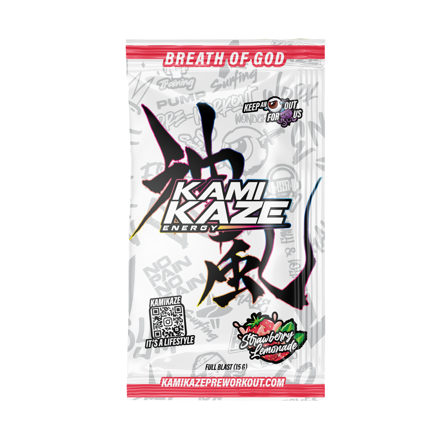 Kamikaze Pre Workout Sachet 14.5g Strawberry Lemonade - 10 Pack