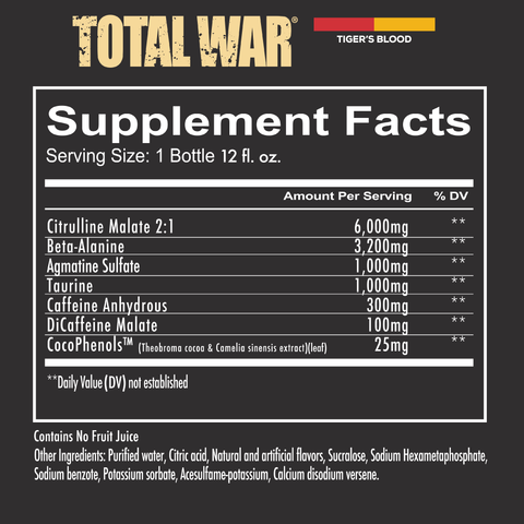 TOTAL WAR Pre Workout 30 Serves - Tiger's Blood