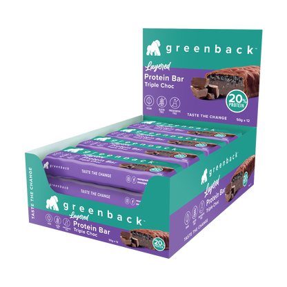 Greenback Plant Protein Layered Bar 50g Triple Choc - 12 Pack