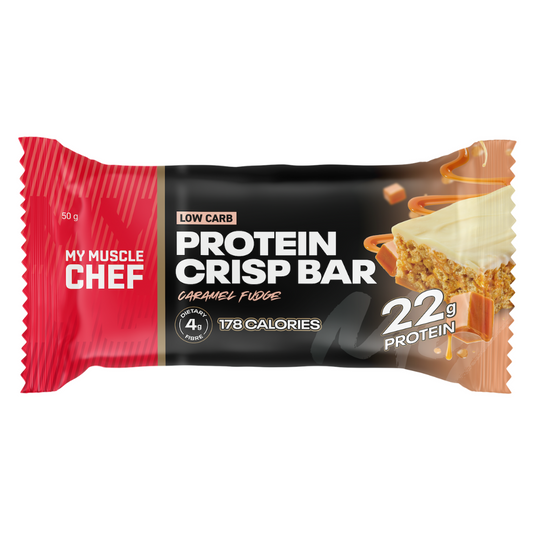 My Muscle Chef 50g Protein Crisp Bar Caramel Fudge - 12 Pack