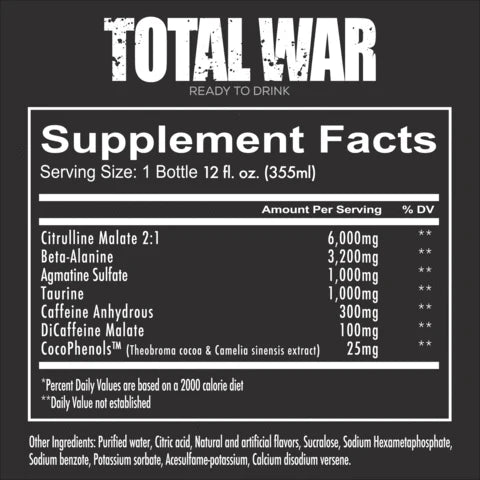 TOTAL WAR Pre Workout RTD 355ml Cali Splash - 12 Pack