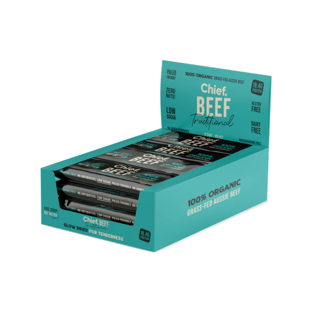 CHIEF Traditional Beef Protein Bar 40g - 12 Pack