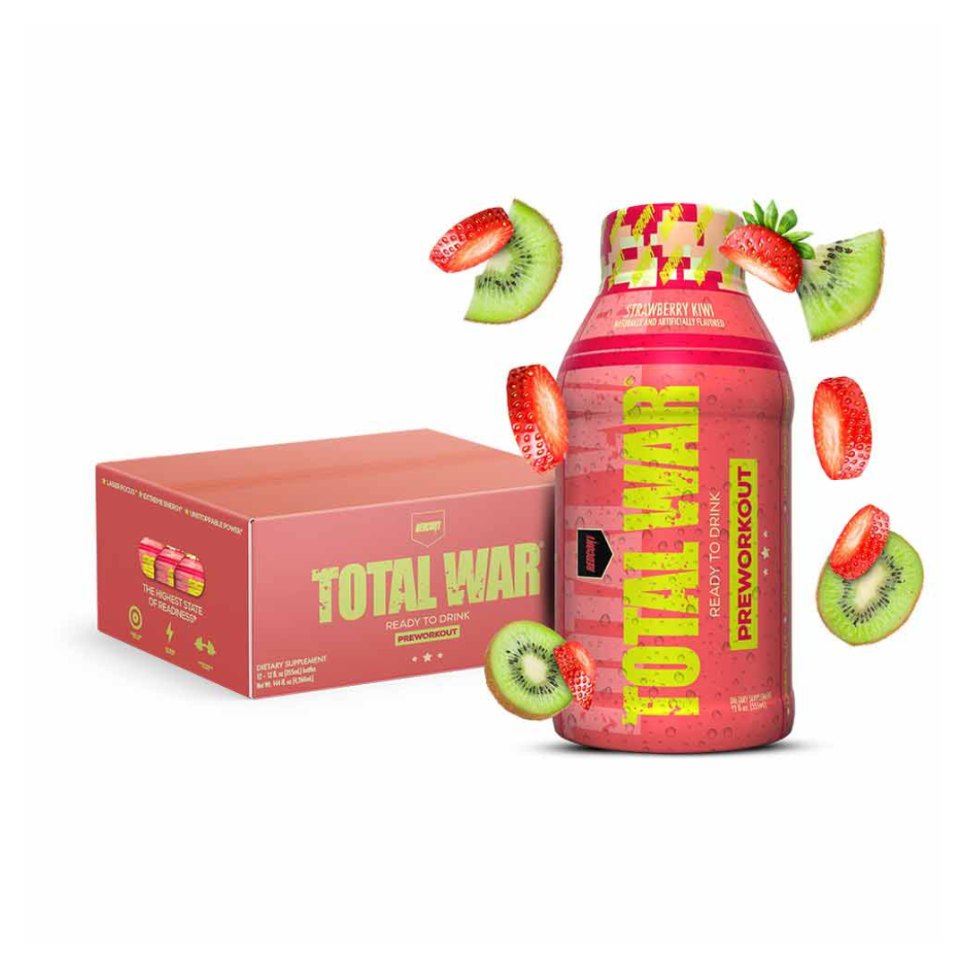 TOTAL WAR Pre Workout RTD - 355ml - Strawberry Kiwi - 12 Pack