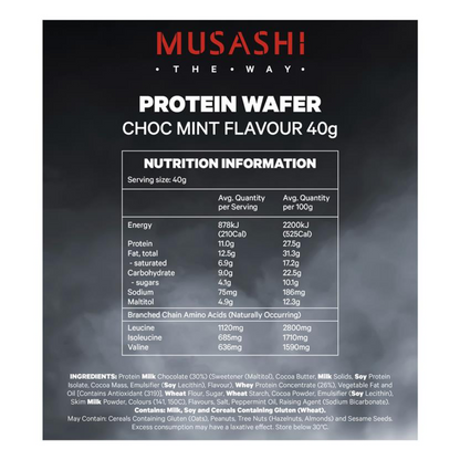 Musashi Wafer Bar - 40g - Chocolate Mint - 12 Pack