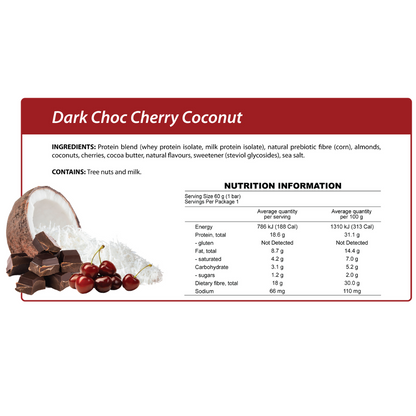 Smart Protein Bar 60g Dark Choc Cherry Coconut - 12 Pack