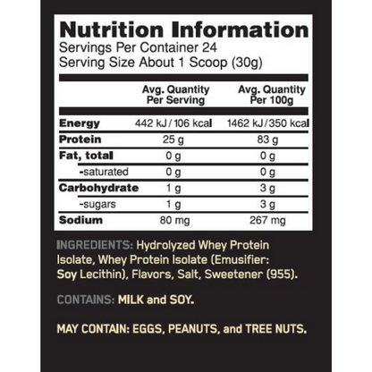 ON Gold Standard 100% Isolate 720g - Vanilla