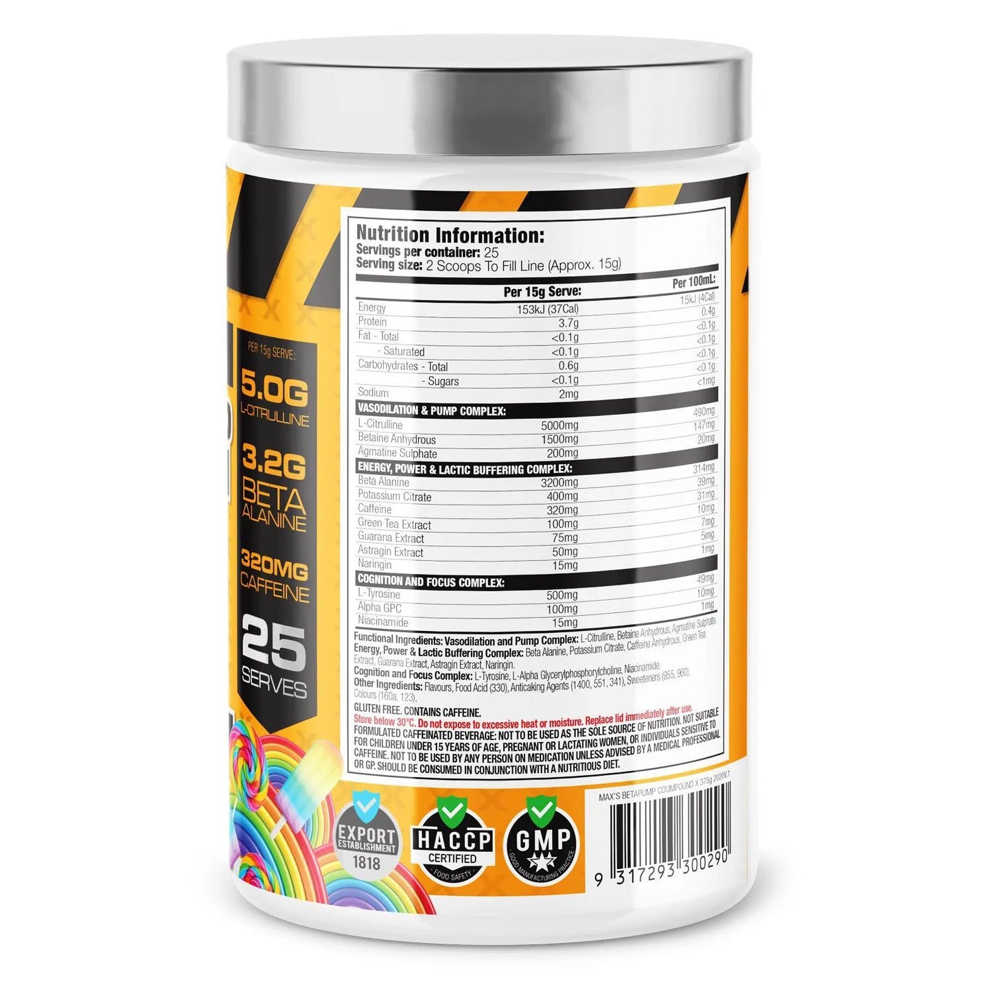 MAX'S Lab Series Beta Pump Compound X 375g Rainbow Rush