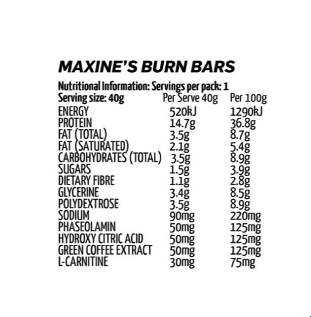 MAXINE'S Burn Bar - 40g - Berry Delight - 12 Pack