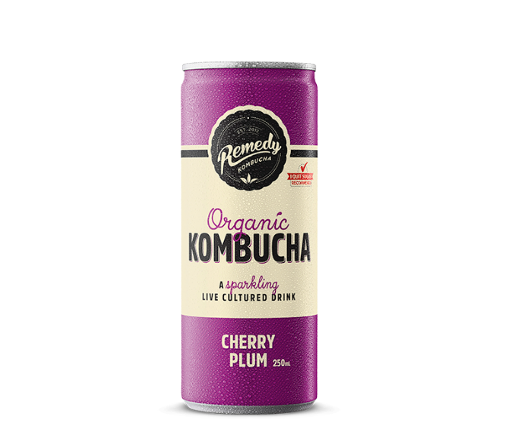 Remedy Kombucha Can 250ml Cherry Plum - 6 x 4 Pack