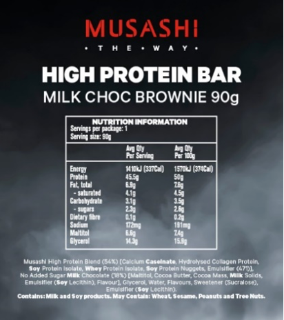 Musashi High Protein Bar - 90g - Choc Brownie - 12 Pack