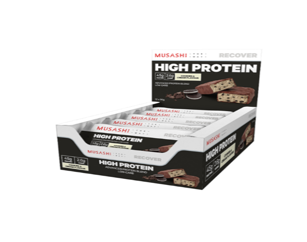 Musashi High Protein Bar - 90g - Cookies & Cream - 12 Pack