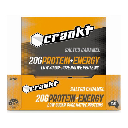 CRANKT Protein + Energy Bar 60g Salted Caramel - 9 Pack