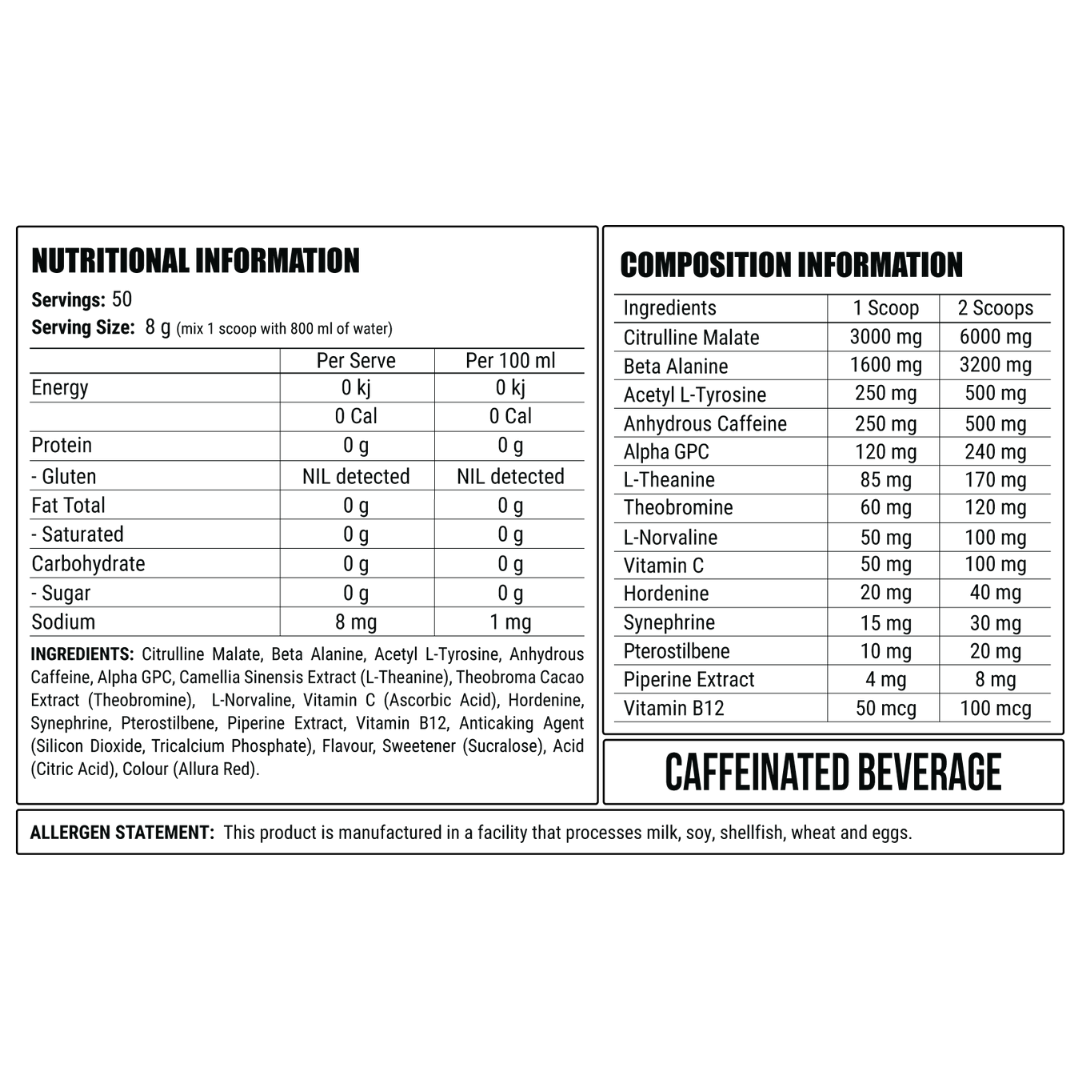 Faction Labs DISORDER Pre Workout 50 Serve - Red Russian